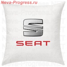 Подушка с вышитым логотипом и надписью SEAT в салон автомобиля, размер и цвет выбирайте в опциях
