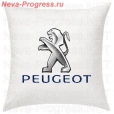 Подушка с вышитым логотипом и надписью PEUGEOT  в салон автомобиля, размер и цвет выбирайте в опциях