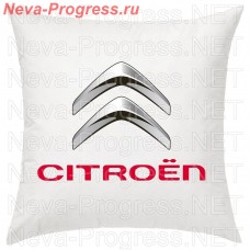 Подушка с вышитым логотипом и надписью CITROEN в салон автомобиля, размер и цвет выбирайте в опциях