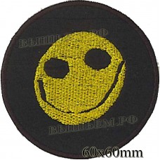 Нашивка РОК атрибутика "Смайлик" желтая вышивка, черный фон, липучка или термоклей.