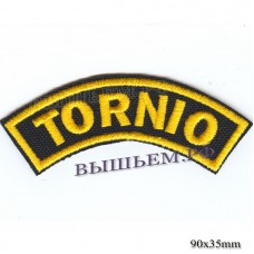 Нашивка РОК атрибутика "tornio" желтая вышивка, черный фон, липучка или термоклей.